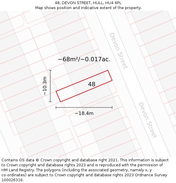 48, DEVON STREET, HULL, HU4 6PL: Plot and title map