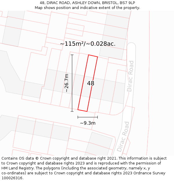 48, DIRAC ROAD, ASHLEY DOWN, BRISTOL, BS7 9LP: Plot and title map