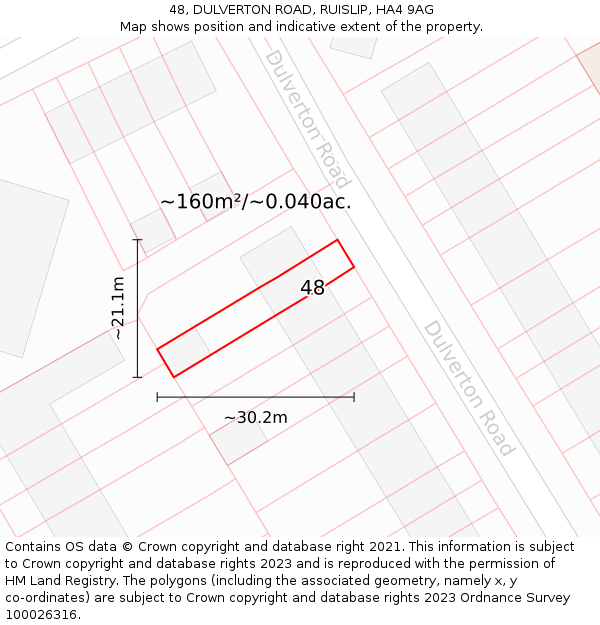 48, DULVERTON ROAD, RUISLIP, HA4 9AG: Plot and title map