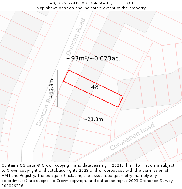 48, DUNCAN ROAD, RAMSGATE, CT11 9QH: Plot and title map