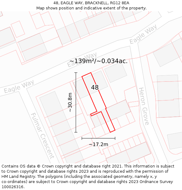 48, EAGLE WAY, BRACKNELL, RG12 8EA: Plot and title map