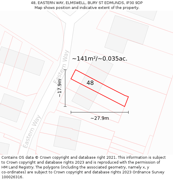 48, EASTERN WAY, ELMSWELL, BURY ST EDMUNDS, IP30 9DP: Plot and title map