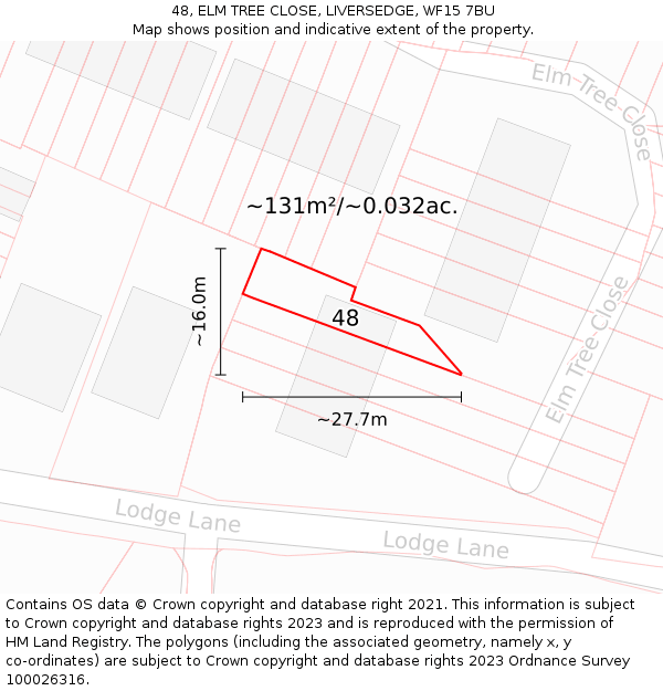 48, ELM TREE CLOSE, LIVERSEDGE, WF15 7BU: Plot and title map