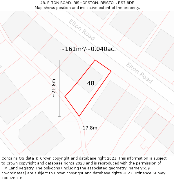 48, ELTON ROAD, BISHOPSTON, BRISTOL, BS7 8DE: Plot and title map
