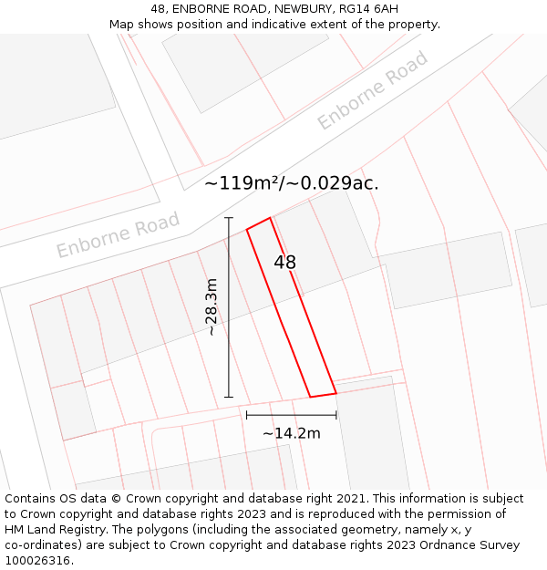 48, ENBORNE ROAD, NEWBURY, RG14 6AH: Plot and title map