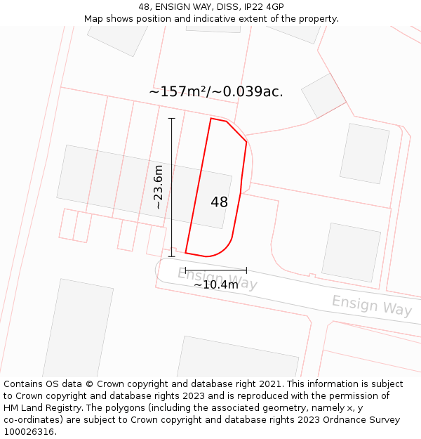 48, ENSIGN WAY, DISS, IP22 4GP: Plot and title map