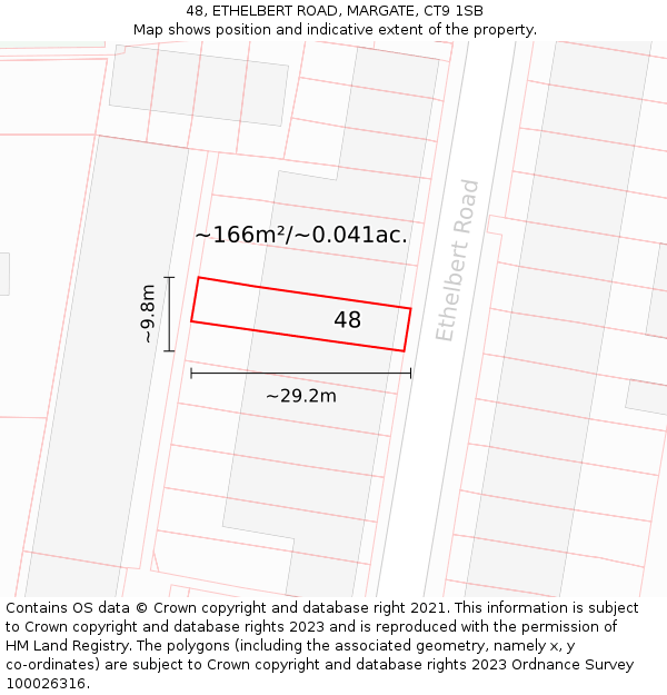 48, ETHELBERT ROAD, MARGATE, CT9 1SB: Plot and title map