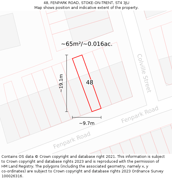 48, FENPARK ROAD, STOKE-ON-TRENT, ST4 3JU: Plot and title map
