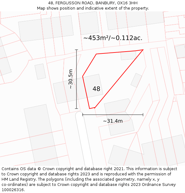 48, FERGUSSON ROAD, BANBURY, OX16 3HH: Plot and title map