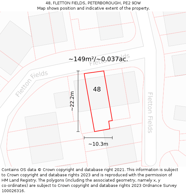 48, FLETTON FIELDS, PETERBOROUGH, PE2 9DW: Plot and title map