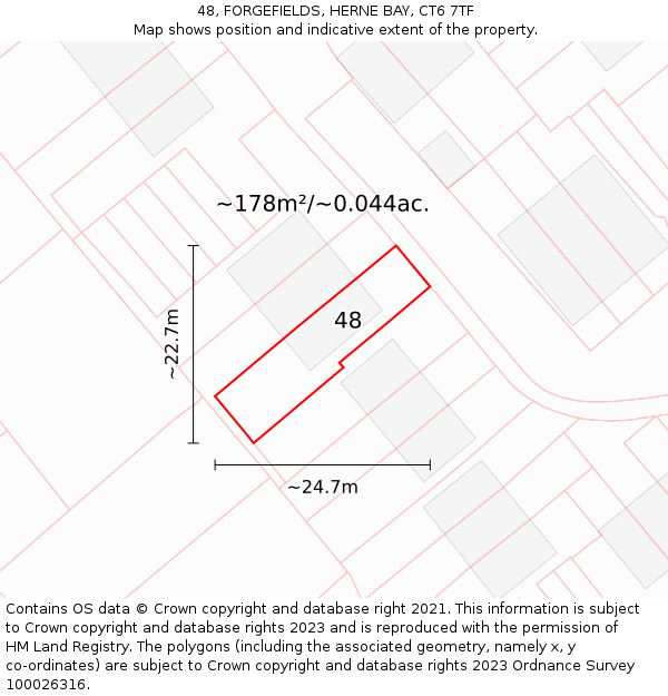 48, FORGEFIELDS, HERNE BAY, CT6 7TF: Plot and title map