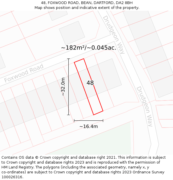 48, FOXWOOD ROAD, BEAN, DARTFORD, DA2 8BH: Plot and title map