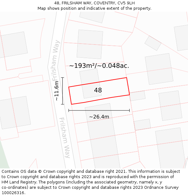48, FRILSHAM WAY, COVENTRY, CV5 9LH: Plot and title map