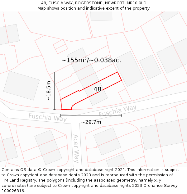 48, FUSCIA WAY, ROGERSTONE, NEWPORT, NP10 9LD: Plot and title map