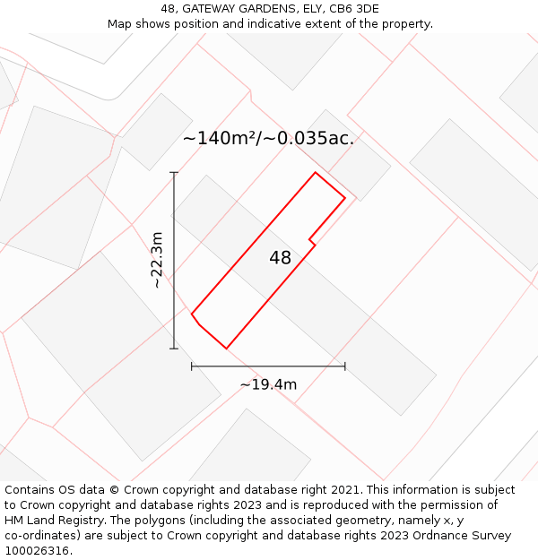 48, GATEWAY GARDENS, ELY, CB6 3DE: Plot and title map