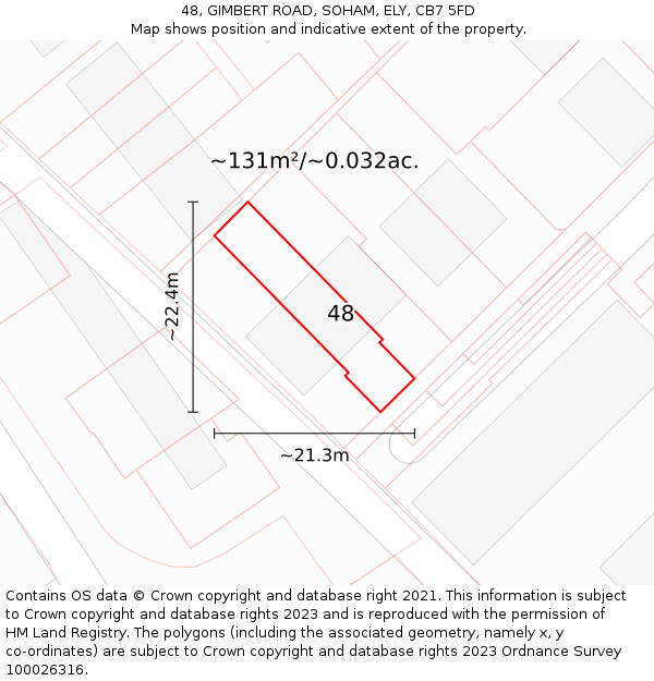 48, GIMBERT ROAD, SOHAM, ELY, CB7 5FD: Plot and title map