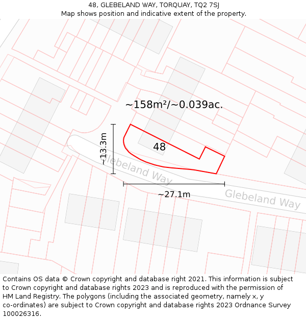 48, GLEBELAND WAY, TORQUAY, TQ2 7SJ: Plot and title map