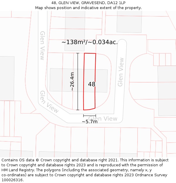 48, GLEN VIEW, GRAVESEND, DA12 1LP: Plot and title map