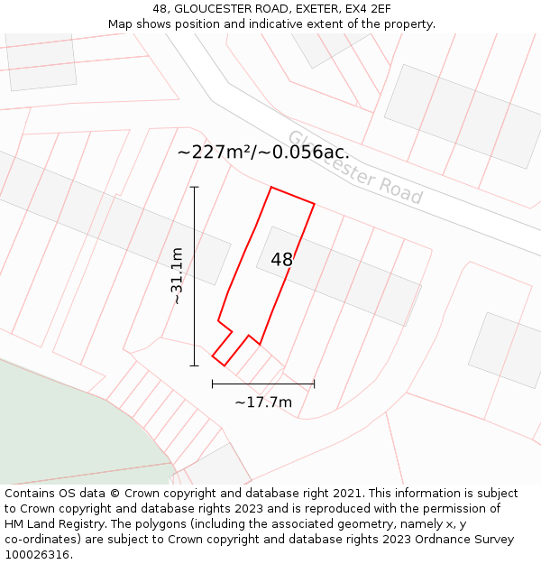 48, GLOUCESTER ROAD, EXETER, EX4 2EF: Plot and title map