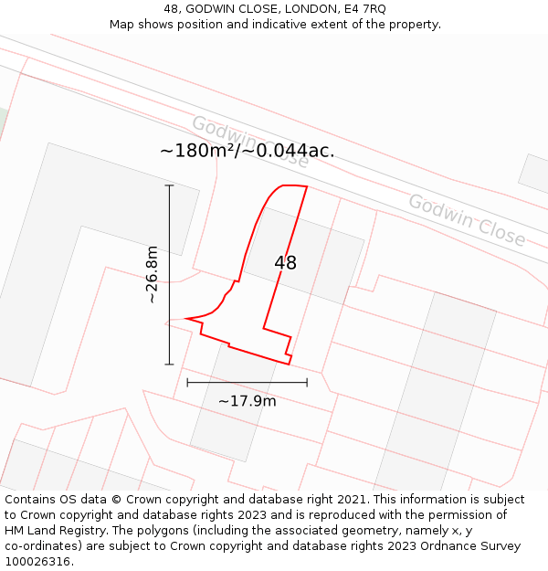 48, GODWIN CLOSE, LONDON, E4 7RQ: Plot and title map