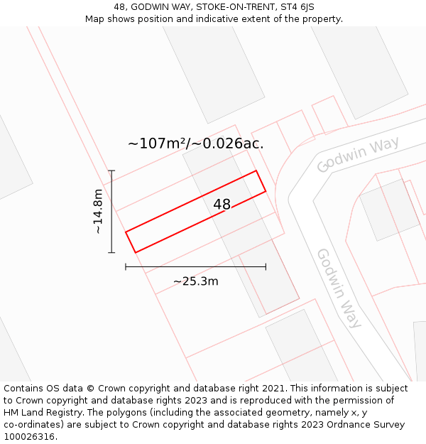 48, GODWIN WAY, STOKE-ON-TRENT, ST4 6JS: Plot and title map