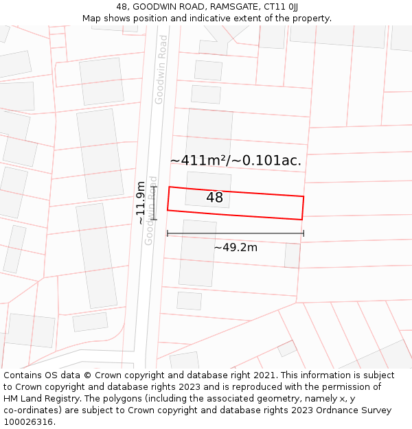 48, GOODWIN ROAD, RAMSGATE, CT11 0JJ: Plot and title map