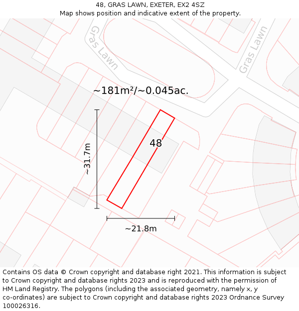 48, GRAS LAWN, EXETER, EX2 4SZ: Plot and title map