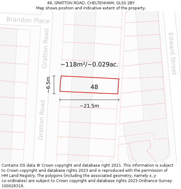 48, GRATTON ROAD, CHELTENHAM, GL50 2BY: Plot and title map