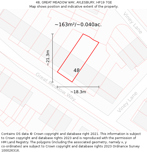 48, GREAT MEADOW WAY, AYLESBURY, HP19 7GE: Plot and title map