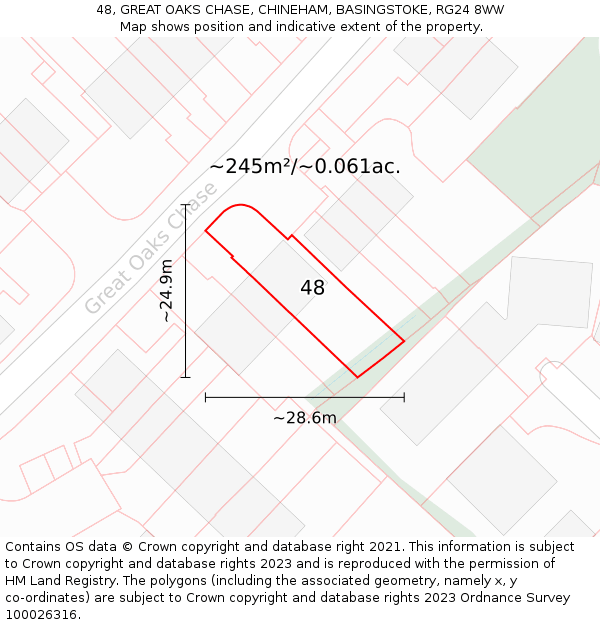 48, GREAT OAKS CHASE, CHINEHAM, BASINGSTOKE, RG24 8WW: Plot and title map
