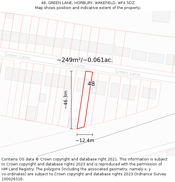 48, GREEN LANE, HORBURY, WAKEFIELD, WF4 5DZ: Plot and title map