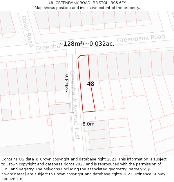 48, GREENBANK ROAD, BRISTOL, BS5 6EY: Plot and title map