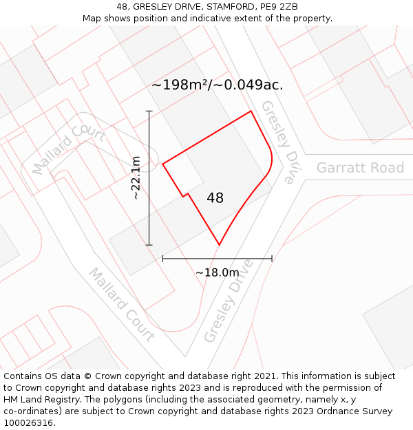 48, GRESLEY DRIVE, STAMFORD, PE9 2ZB: Plot and title map