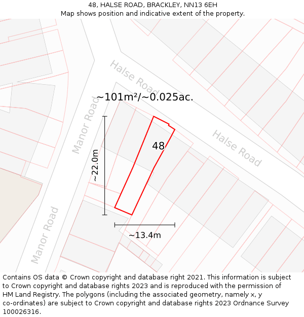 48, HALSE ROAD, BRACKLEY, NN13 6EH: Plot and title map