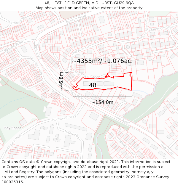 48, HEATHFIELD GREEN, MIDHURST, GU29 9QA: Plot and title map