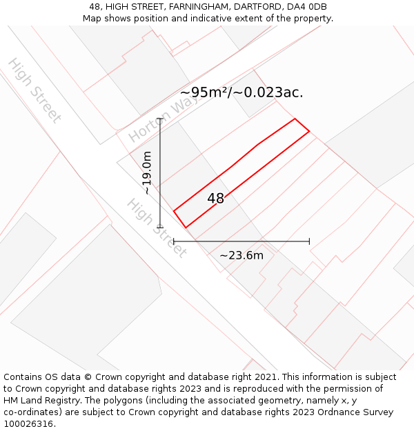 48, HIGH STREET, FARNINGHAM, DARTFORD, DA4 0DB: Plot and title map