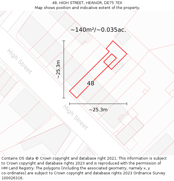 48, HIGH STREET, HEANOR, DE75 7EX: Plot and title map