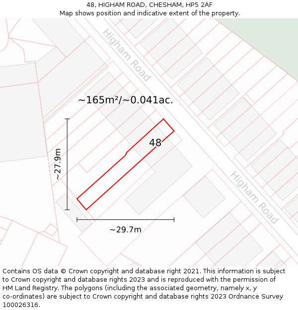 48, HIGHAM ROAD, CHESHAM, HP5 2AF: Plot and title map