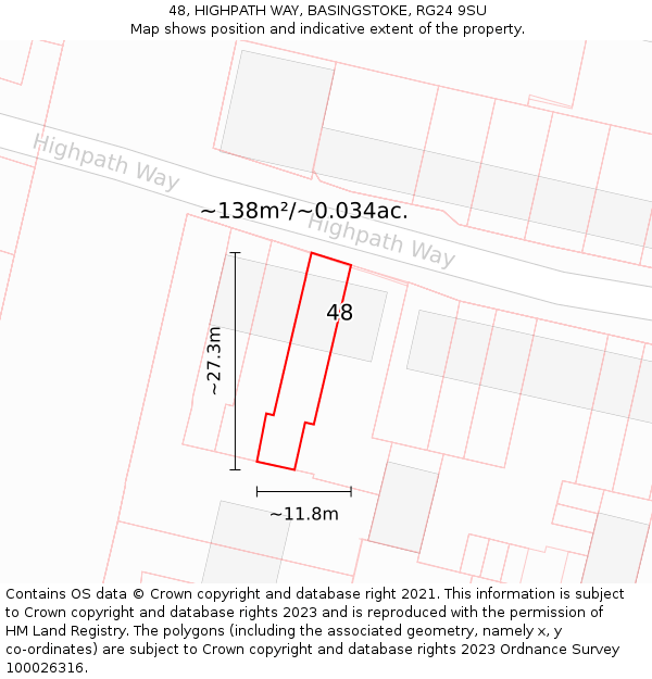 48, HIGHPATH WAY, BASINGSTOKE, RG24 9SU: Plot and title map