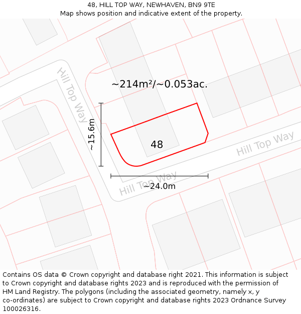 48, HILL TOP WAY, NEWHAVEN, BN9 9TE: Plot and title map