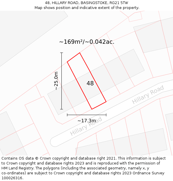 48, HILLARY ROAD, BASINGSTOKE, RG21 5TW: Plot and title map