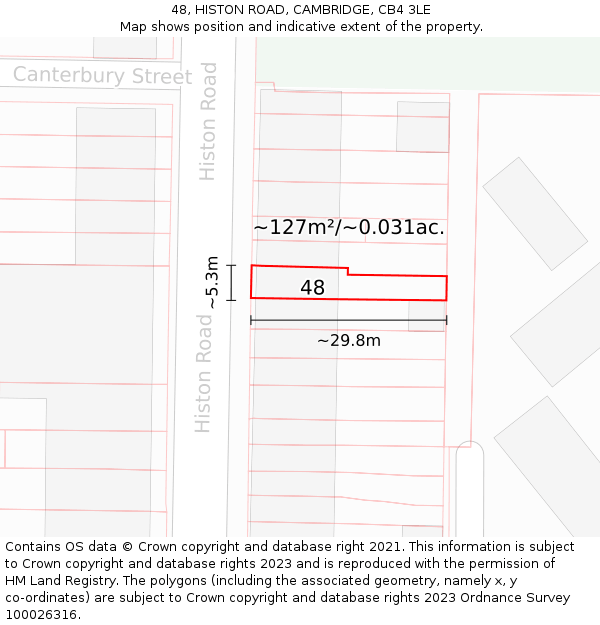 48, HISTON ROAD, CAMBRIDGE, CB4 3LE: Plot and title map