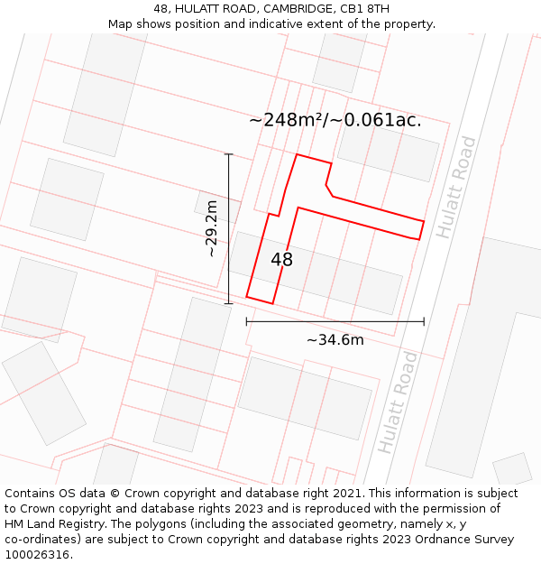 48, HULATT ROAD, CAMBRIDGE, CB1 8TH: Plot and title map