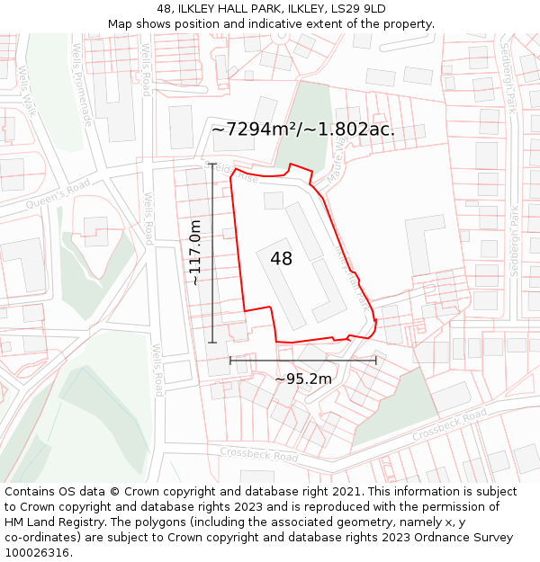 48, ILKLEY HALL PARK, ILKLEY, LS29 9LD: Plot and title map