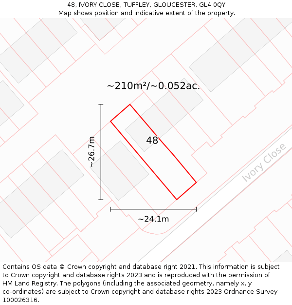 48, IVORY CLOSE, TUFFLEY, GLOUCESTER, GL4 0QY: Plot and title map