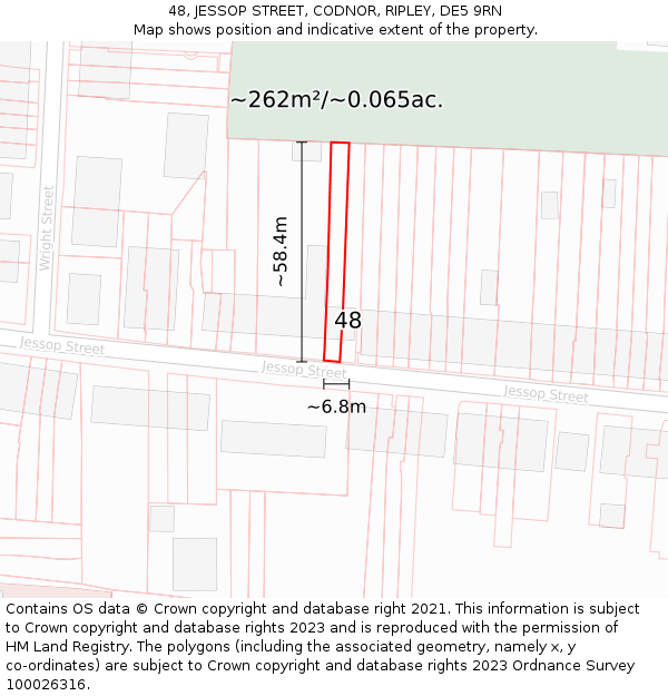 48, JESSOP STREET, CODNOR, RIPLEY, DE5 9RN: Plot and title map