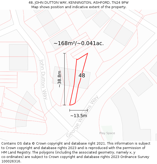 48, JOHN DUTTON WAY, KENNINGTON, ASHFORD, TN24 9PW: Plot and title map