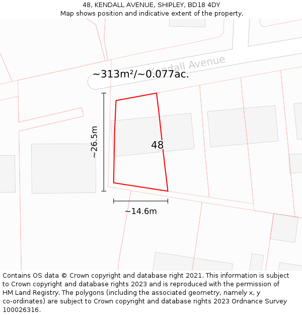 48, KENDALL AVENUE, SHIPLEY, BD18 4DY: Plot and title map