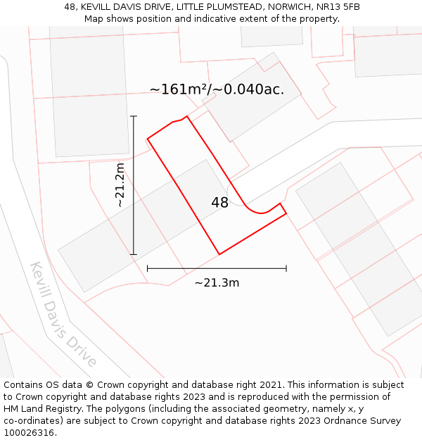 48, KEVILL DAVIS DRIVE, LITTLE PLUMSTEAD, NORWICH, NR13 5FB: Plot and title map