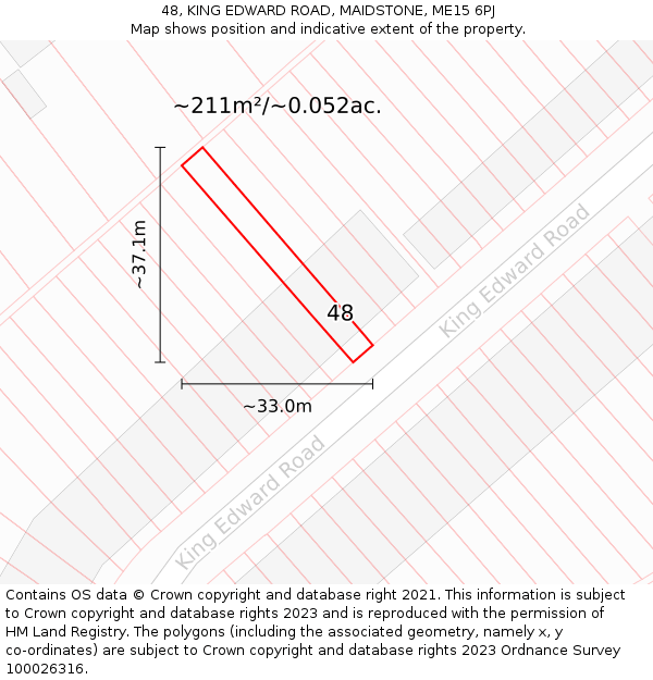 48, KING EDWARD ROAD, MAIDSTONE, ME15 6PJ: Plot and title map